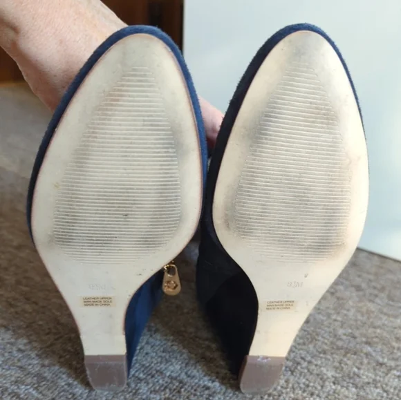 Gorgeous Blue Suede Boots 8 1/2 Covered Wedge Heel - Picture 9 of 12